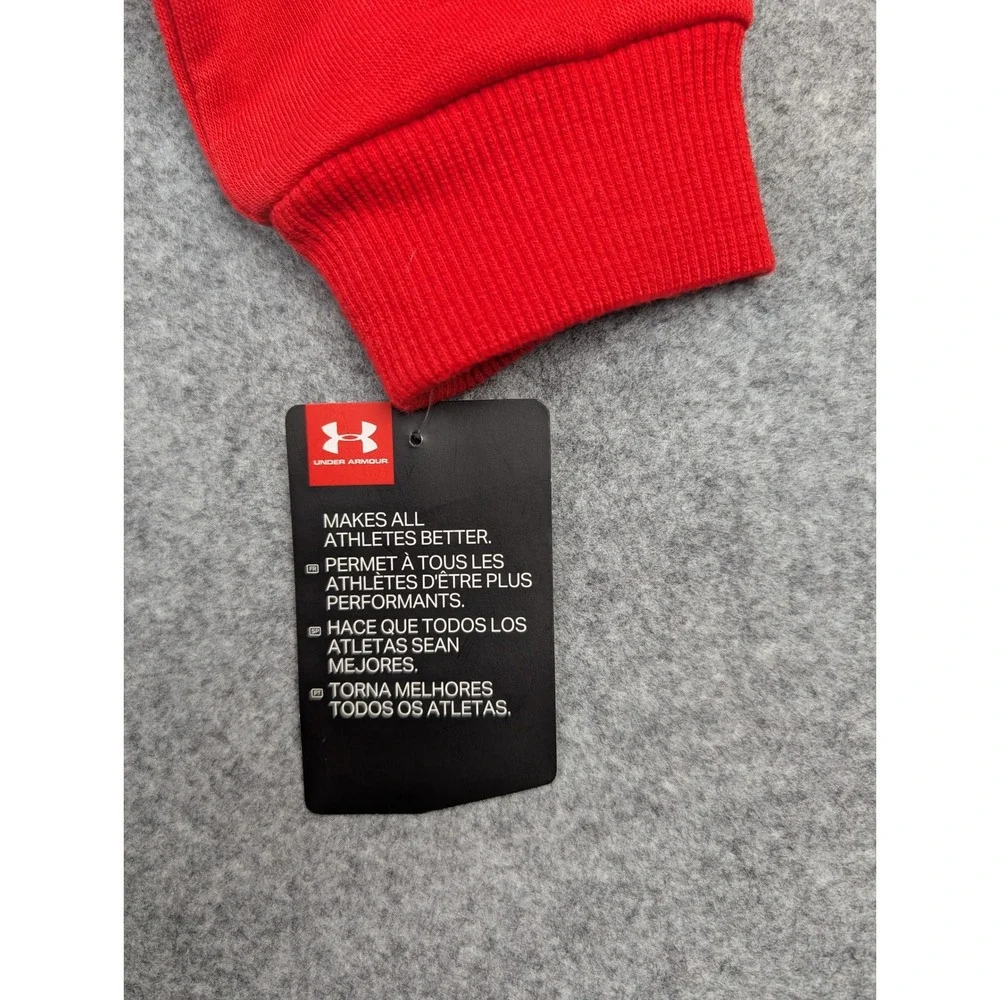 Under Armour Kids Red Full Zip Fleece Hoodie Oversized Logo Sweatshirt 2T